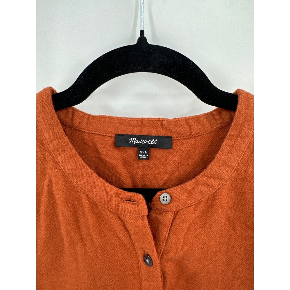 Madewell Flannel Button-Placket Tiered Mini Dress‎ Warm Nutmeg XXL - Picture 5 of 8